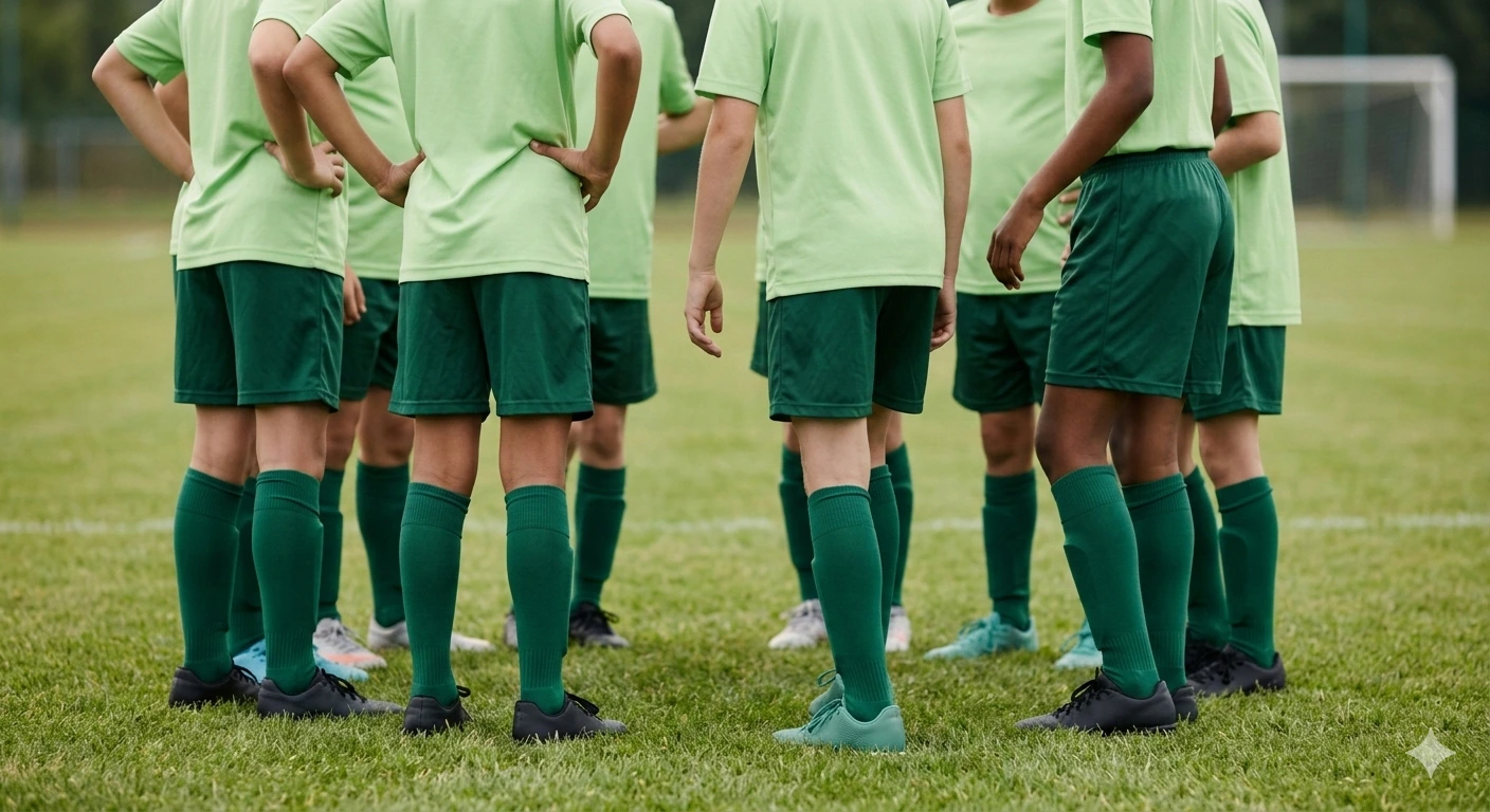 Voetbal coach met team